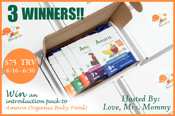 Amara Organic Baby Food Giveaway - 3 winners