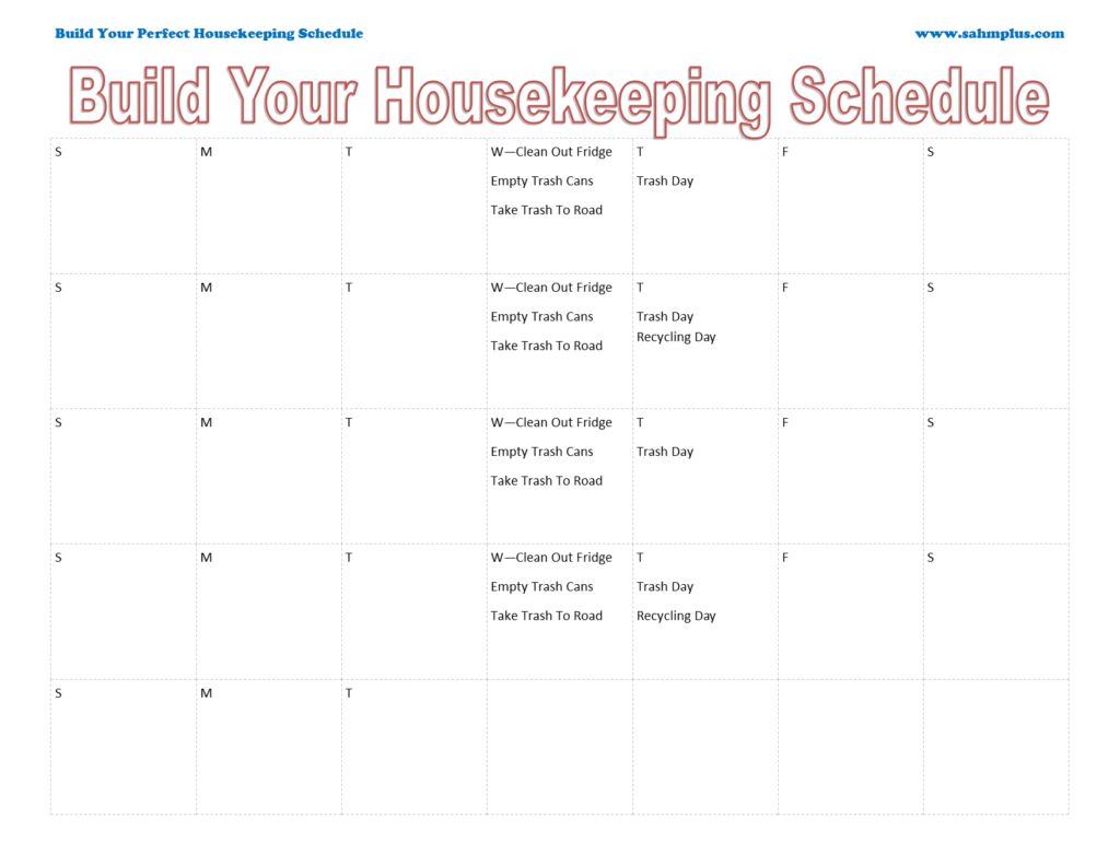 Start building housekeeping schedule 
