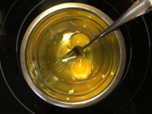 beat or whisk eggs with fork