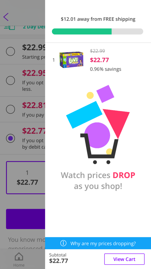 watch prices drop adding to cart jet.com