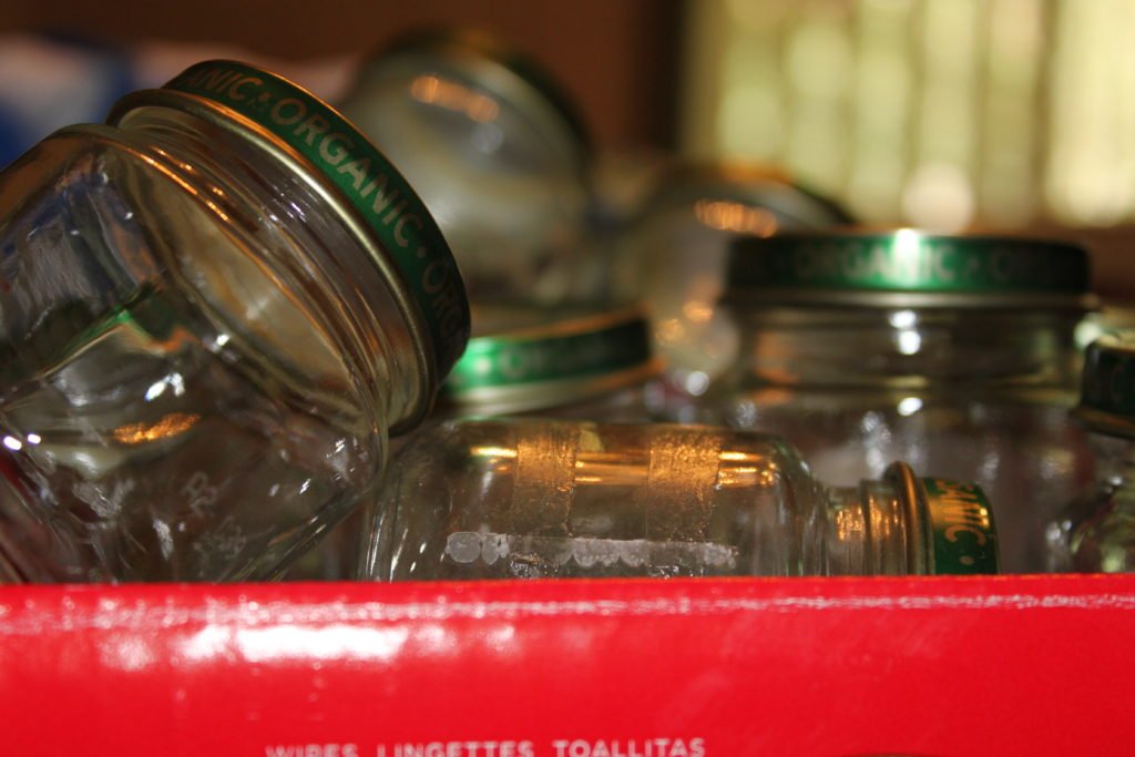 baby food jars overflowing box