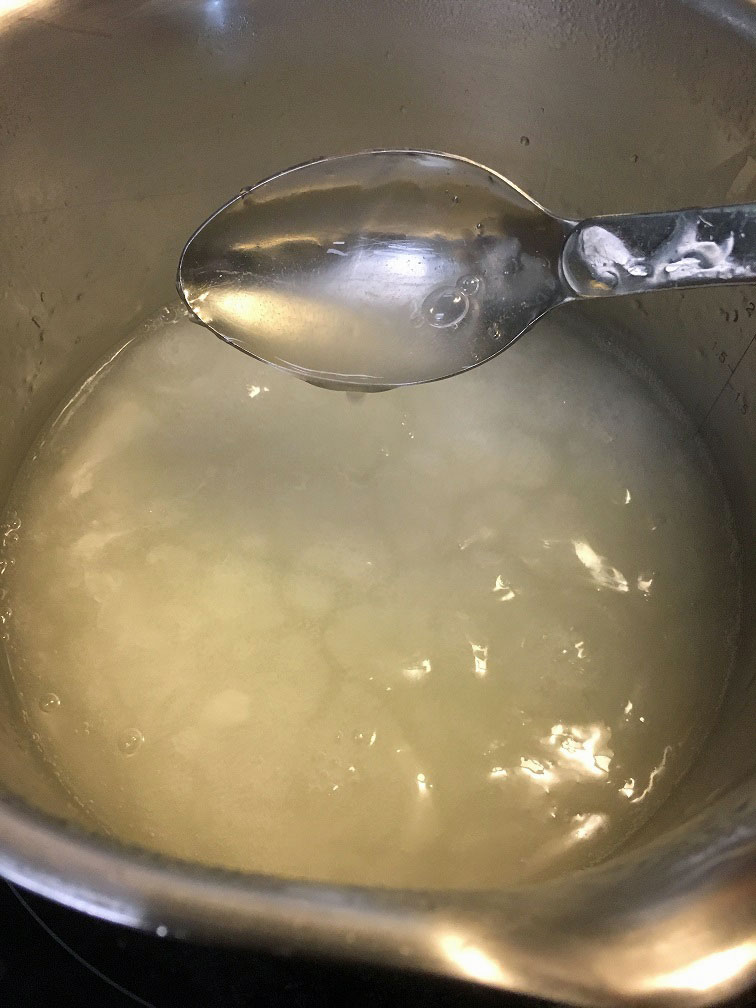 The cornstarch mixture is more like gel at this point