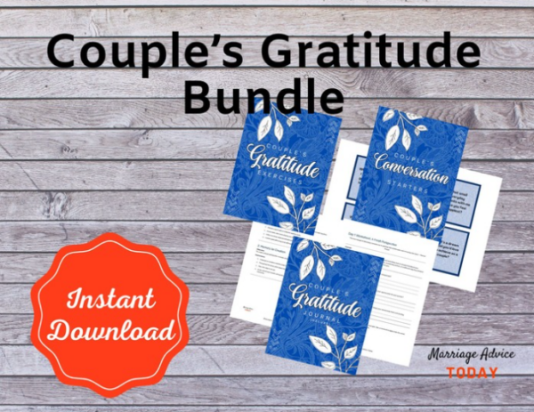 Couple's Gratitude Journal (Deluxe Edition) 1 Couple's Gratitude Deluxe Bundle Hero image - gratitude journal, conversation starters, and exercises for couples to practice gratitude together