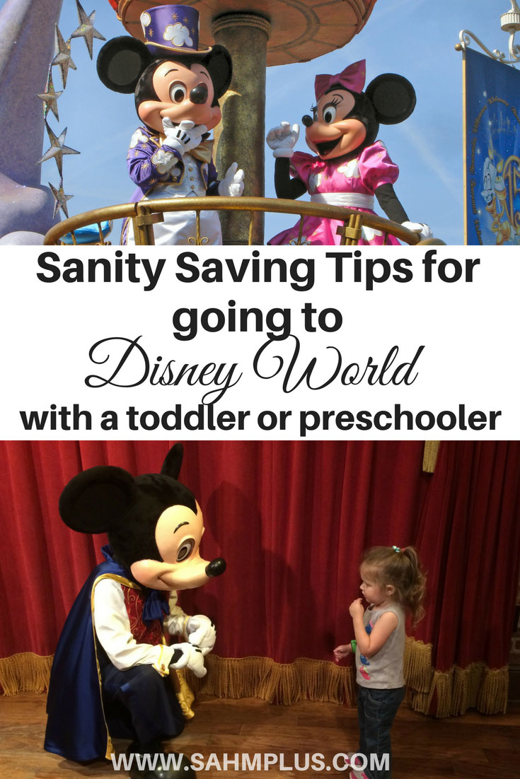 Sanity saving tips and tricks for going to Disney World with a toddler or preschooler. What I learned when I took my toddler to Disney by myself! www.sahmplus.com