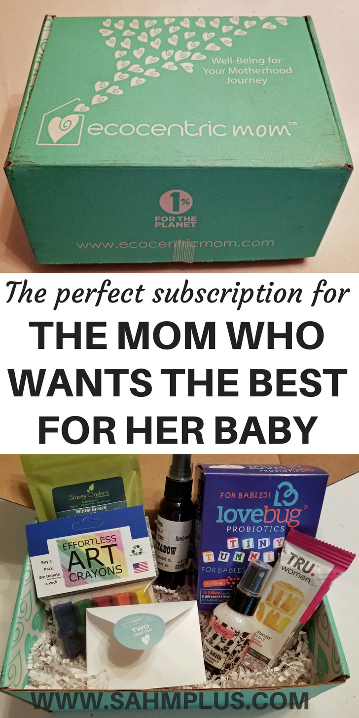The Ecocentric Mom Subscription Box is a wonderful gift to any new or expectant mama who wants nothing but the best for her bump or baby | www.sahmplus.com