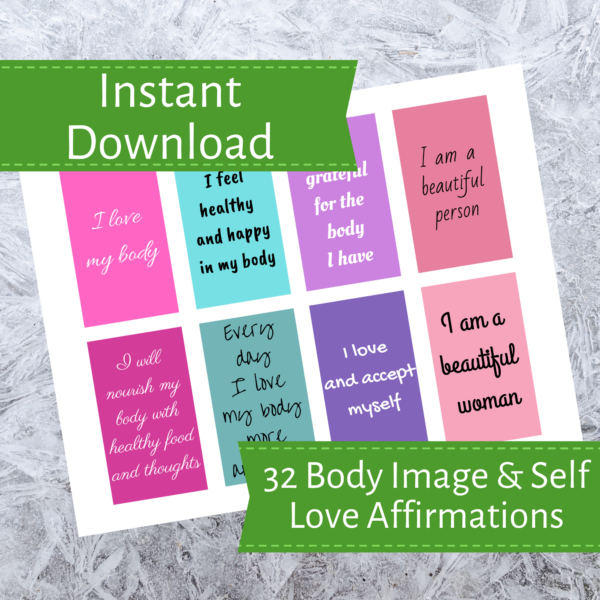 mini, printable affirmations for body and self love - mockup 