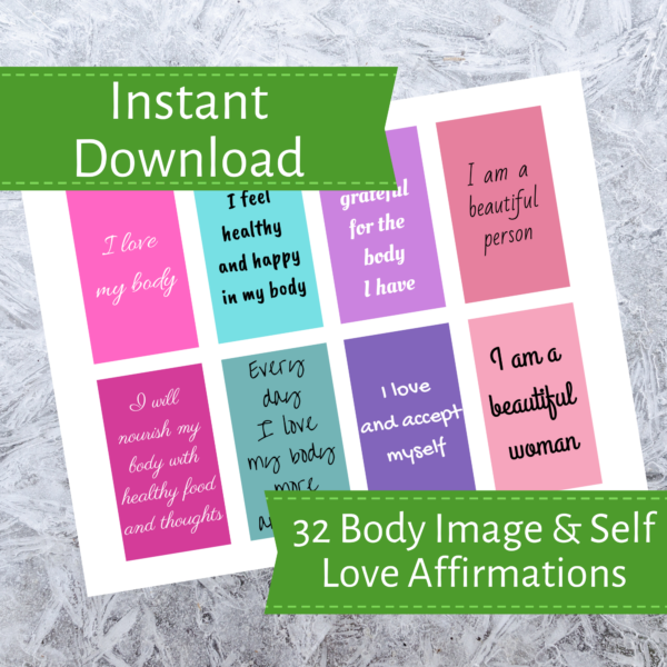 mini, printable affirmations for body and self love - mockup