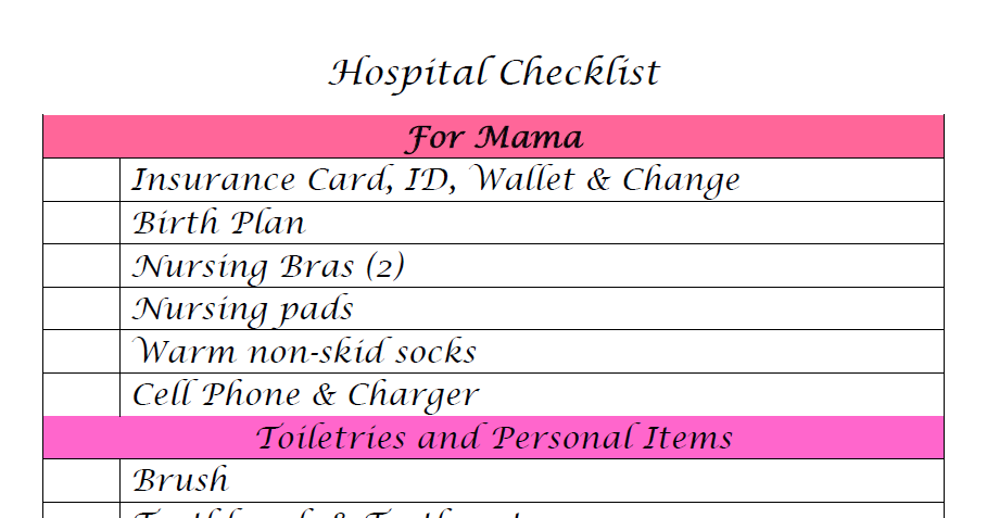 free printable hospital bag checklist img with email signup