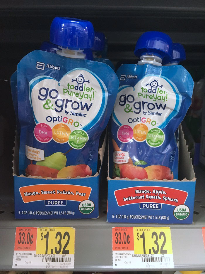 Go & Grow by Similac pouches at Walmart for a picky toddler