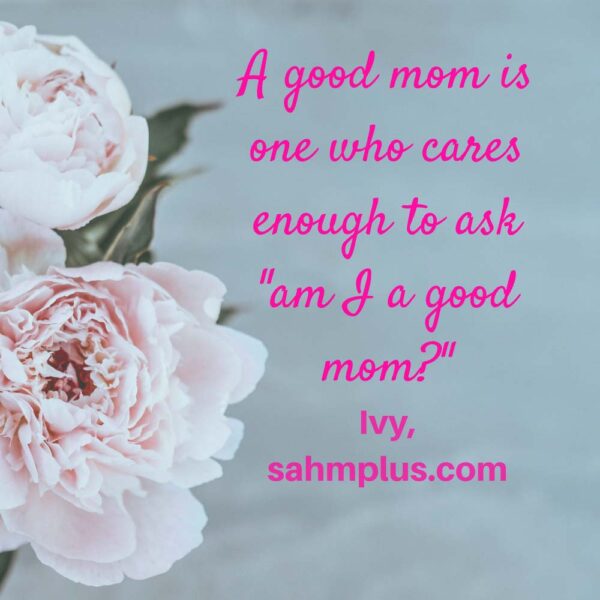 If you care enough to ask, you are a good mom! quote by Ivy of SAHMplus.com