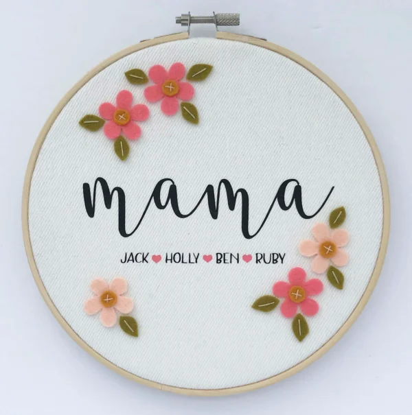 personalized mama embroidery hoop art