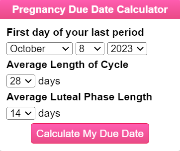 Pregnancy due date calculator image