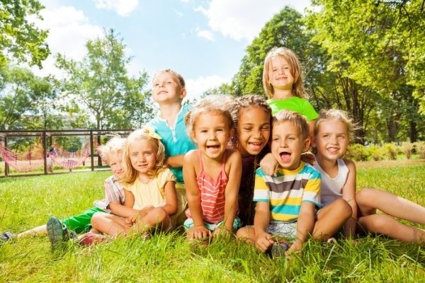 Happy group of children