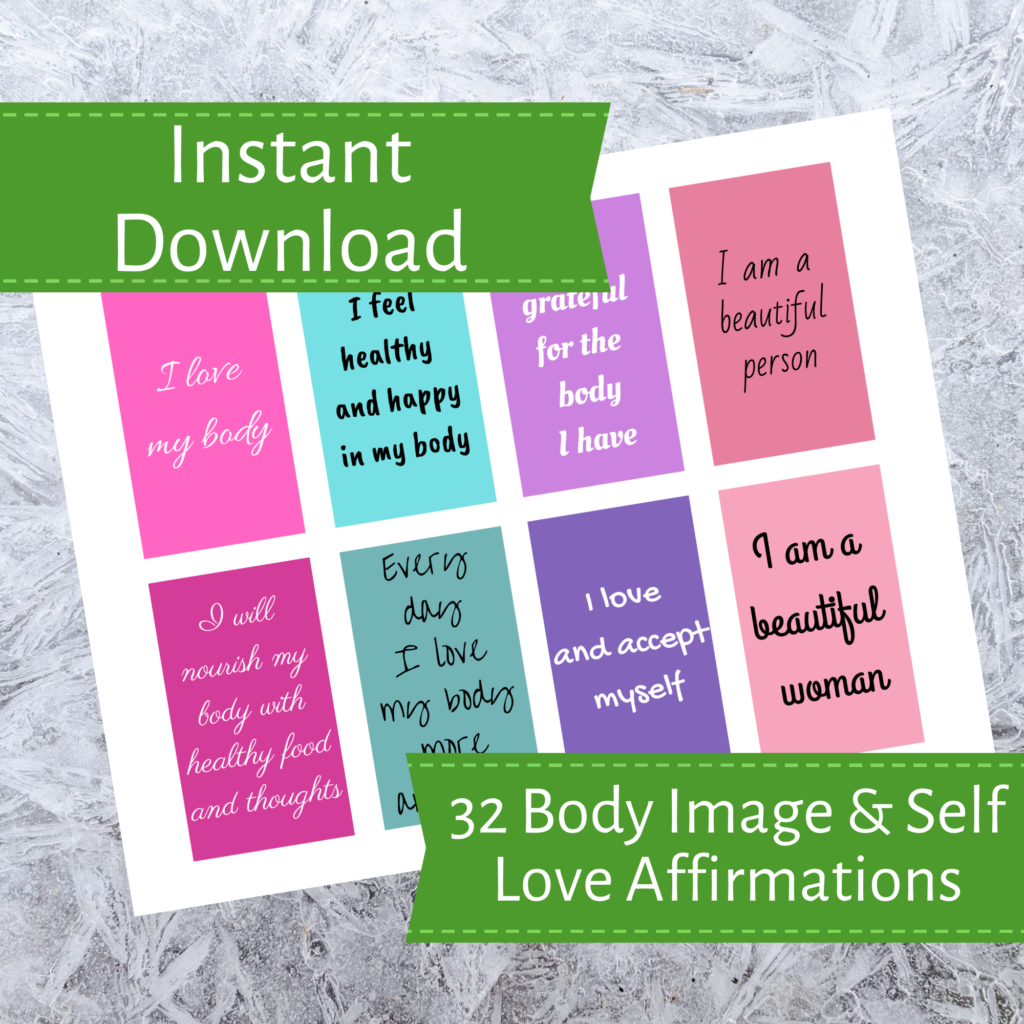 self love and body image positive affirmation cards - great for use after explant surgery