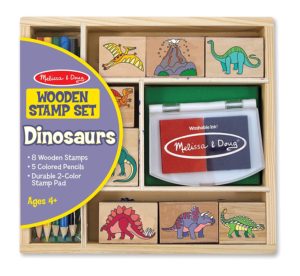 wooden dinosaur stamp set